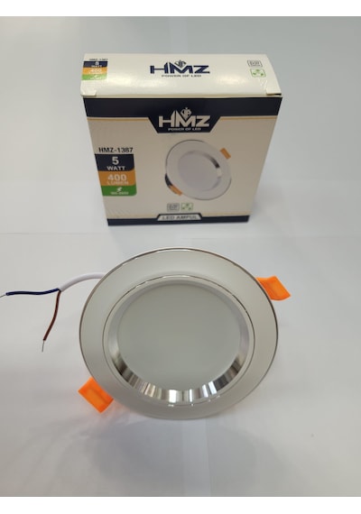 Hmz 5 Watt Beyaz Kasa Krom Detaylı Beyaz Işık Led Spot 10 Adet Beyaz - Krom