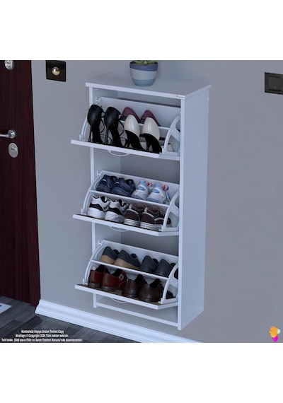 Modilayn West Asma Kapı Önü 52x116x 26 Cm Lik 3 Düşer Kapak 6 Göz Bölmeli Ayakkabılık Beyaz - Cordoba Modilayn West Asma Kapı Önü 52x116x 26 Cm Lik 3 Düşer Kapak 6 Göz Bölmeli Ayakkabılık Beyaz - Cordoba