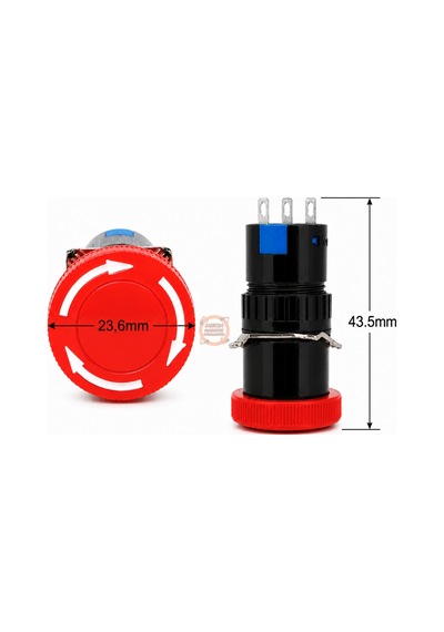Acil Stop Butonu 16mm 1no/1nc Sy-11ts Bas-çevir 3 Pin