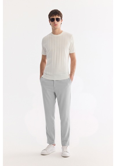 Avva Erkek Gri Beli Lastikli Teknik Kumaş Comfort Slim Fit Pantolon A61y3209