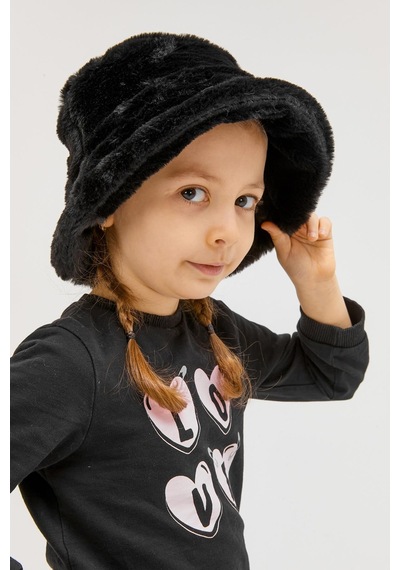 Benitto Kids Benittokids Kız Çocuk Peluş Bucket Şapka 7001-siyah