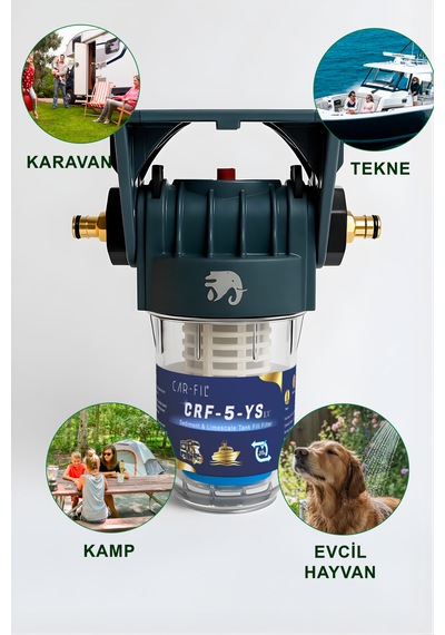 Car-fıl Crf-5-ys-eu Taşınabilir Su Filtresi 5" Yıkanabilir 50 Mikron Kartuş Kum, Çamur, Pas Ve Kireci  Karavan, Tekne, Tiny House Ve Kamp İçin Tesisat Koruması  Bahçe Hortumlarıyla Tam Uyumlu Taşınabilir Filtre