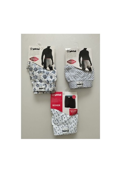Kit İç Giyim Yıldız 3'lü Pamuklu Erkek Boxer Çok Renkli