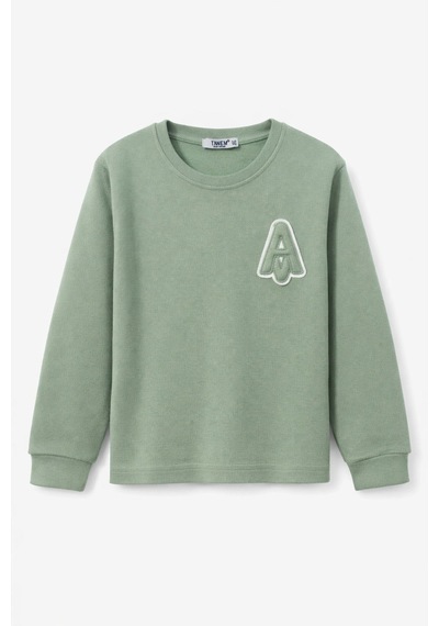 Tanem Kids Erkek Çocuk Jakarlı Örme Sweatshirt Yeşil