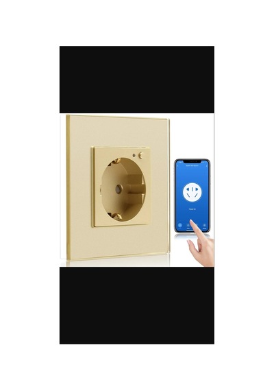 Cam Akıllı Priz Gold Renk Wifi Bluetooth Duvar İçin Gömülü
