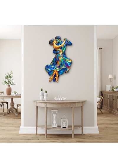 Mozaik Desenli Dans Eden Çift - Metal Tablo - Dec0271 47 X 80 Cm Çok Renkli