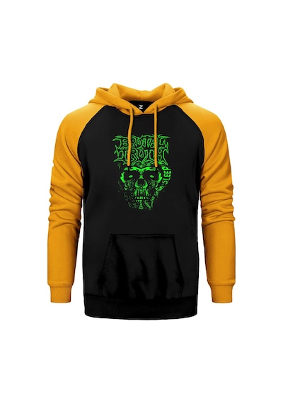 Brutal Truth Graphic Sarı Renk Reglan Kol Kapşonlu Sweatshirt Sarı