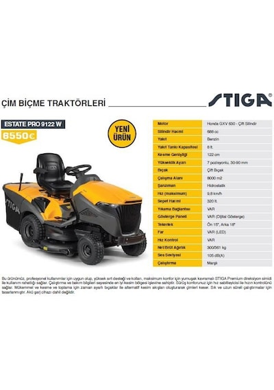 Stiga Estate Pro 9122 W Çim Biçme Traktörü 4x4