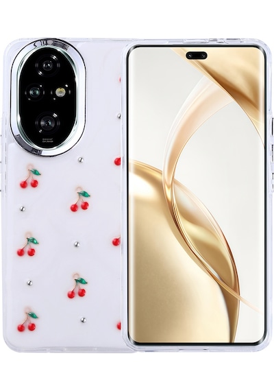 Honor 200 Pro Kılıf Airbag Tasarımlı Simli Şeffaf Zore Kutup Kapak Kiraz
