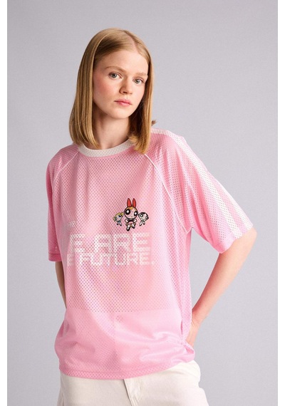 Defacto Powerpuff Gırls Oversıze Bisiklet Yaka Baskılı Kısa Kollu Tişört G5034ax26sppn666 Pembe-pn666