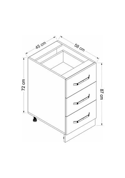 Minar Mutfak Alt Modül 3ç Nray 45cm Dolap Beyaz - B1