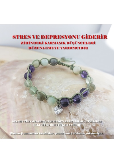 Vaoov 925 Ayar Gümüş Doğal Taşlı  Ve Depresyona Karşı  Bilekliği