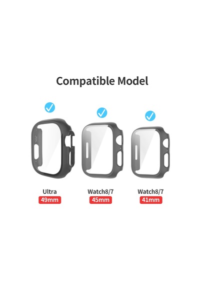 Apple Watch CARBON Ultra 49mm Kılıf Kasa Ve Ekran Koruyucu 360 Derece Koruma
