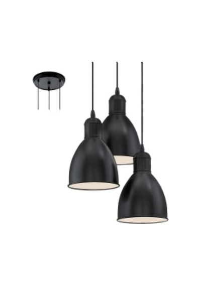 Mylights Retro Üçlü Metal Sarkıt Avize Siyah İçi Beyaz Sarkıt Çok Renkli