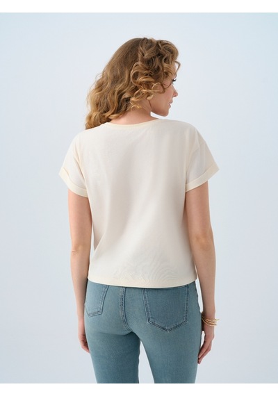 LOFT Regular Fit Kadın Tshirt K.kol Lf2040166 Q1.v1 Ekru