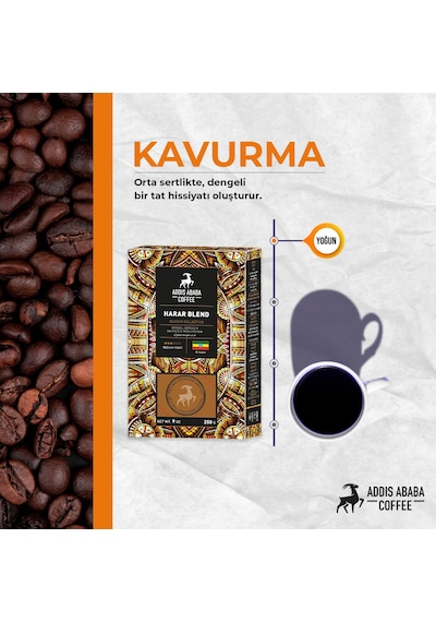 Addis Ababa Coffee Harar Blend Çekirdek Kahve 4 x 250 G