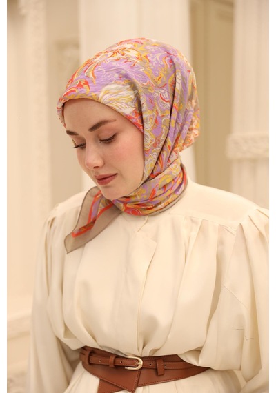 Silk Home Olinda İpek Eşarp 47002-21 Vizon, Mercan, Lila, Asit, Gümüş