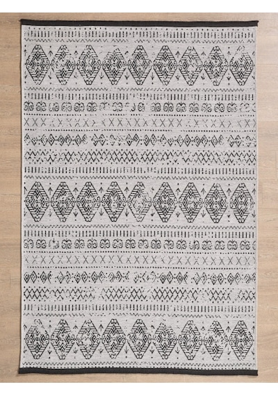Bohem Tarz Dekoratif Pamuk Taban Şönil Kilim Gri Renk Halı