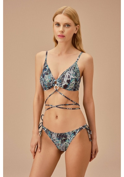 Suwen Green Snake İnce Bağcıklı Bikini Alt Sb259911322d1322 Yeşil Yılan Desenli