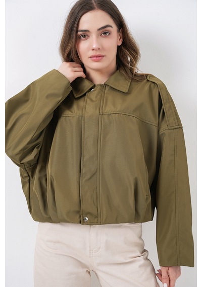 Bigdart Kadın Oversize Kısa Ceket 0732 - Haki