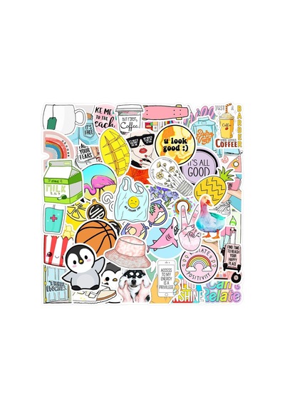 25'li Su Geçirmez Opak Sticker Seri : 19 Çok Renkli