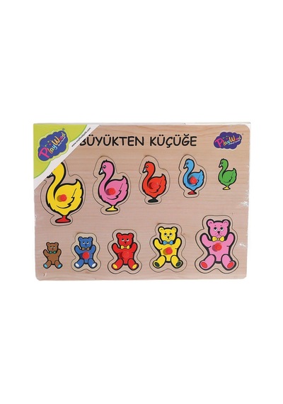 131-132 Ony Ahşap Tutmalı Puzzle Büyükten Küçüğe -onyıl Çok Renkli