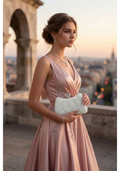 Vivazzaluxe Kristal Taşlı Kadın Abiye, Clutch Çanta Beyaz