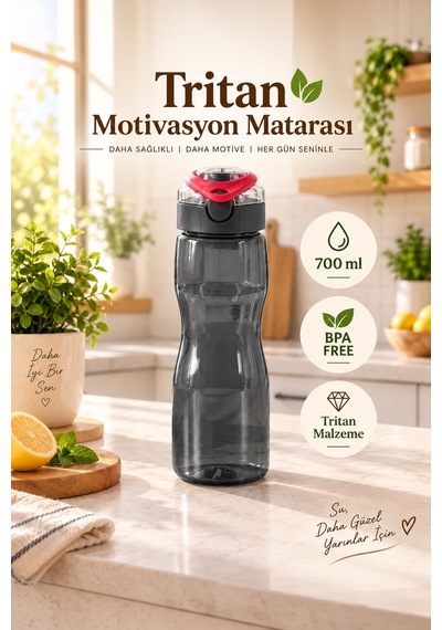 Porsima 911037-2 Bpa Free Motivasyon Sporcu Su Matarası Suluk 0,7lt Su Şişesi Fuşya