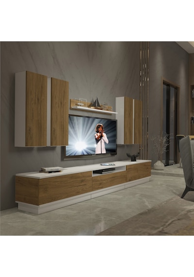 Decoraktiv Trendstyle 8ds Mdf Tv Ünitesi Tv Sehpası - Beyaz Pera Beyaz - Meşe