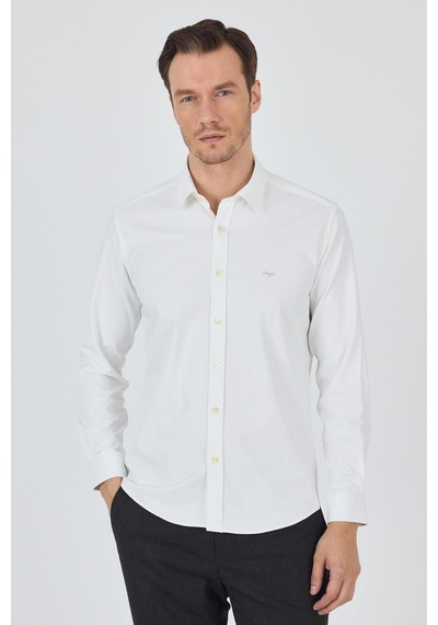 İmza Uzun Kol Düz Bez Ayağı Sert Yaka Cepsiz Pamuklu Classic Slim Fit Gömlek 1004250211 Açık Krem İmza Uzun Kol Düz Bez Ayağı Sert Yaka Cepsiz Pamuklu Classic Slim Fit Gömlek 1004250211 Açık Krem