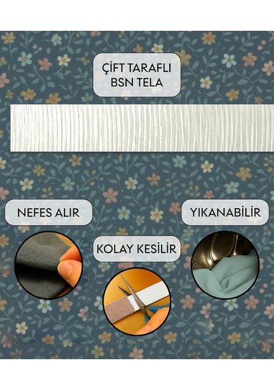 Bsn Tela 1x1 Metre 50 Micron - Çift Taraflı Yapışkan Tela - Arma Yapıştırma Telası - Laminasyon Telası - Dikiş Nakış Telası - Ütü İle Yapıştırılan Tela - Kağıtlı Tela