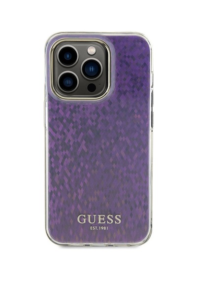 Apple Uyumlu iPhone 15 Pro Kılıf Guess Lisanslı Yazı Logolu Mirror Disco Kapak