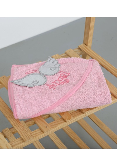 %100 Pamuk Yenidoğan Bebek Kundak Nakışlı Banyo Havlu Pembe Standart