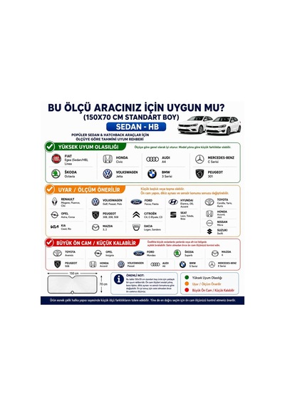 Romofy Araba Ön Cam Güneşlik Kolay Katlanabilir Ve Yer Kaplamaz 150cm X 70cm - Uv Koruma Ve Isı Azaltma Otomobil G
