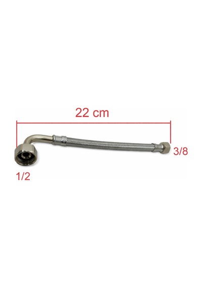 Sanica Gömme Rezervuar Uyumlu 1/2 X 3/8 Dirsekli Fleks Hortum 22 Cm Metalik