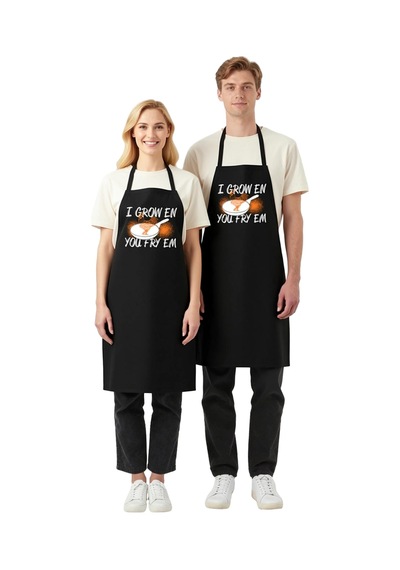 Erkek Unisex Mutfak Aşçı Önlüğü Tavuk Baskılı Yetiştir Fritöz Yaz Siyah