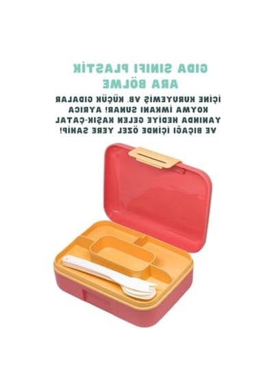 Sevimli Kedi Desenli 1600ml Kapaklı Lunchbox, 2 Bölmeli Pp Plastik