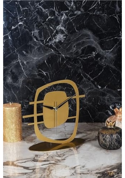 Maceire Gold Eskitme Metal Dekoratif Masa Üstü Saati 24x22cm Mms-m Diğer