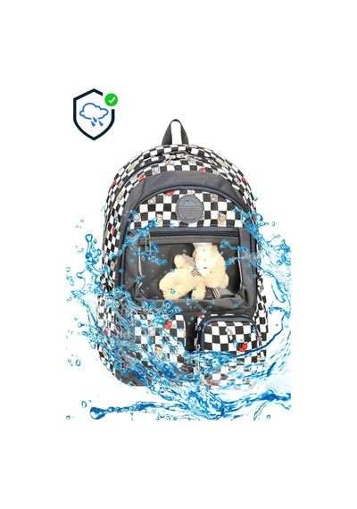 Lilymoon Kız Çocuk Ergonomik Okul Çantası Peluş Ayıcık Charmlı Antrasit