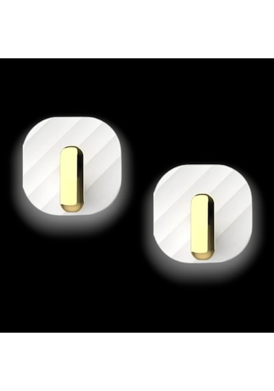 2'li Yapışkanlı Retro Askılık Beyaz Dolap Kapak Kulpu, Duvar Ve Kapı Askısı, Metal Gold Detaylı Askı Beyaz