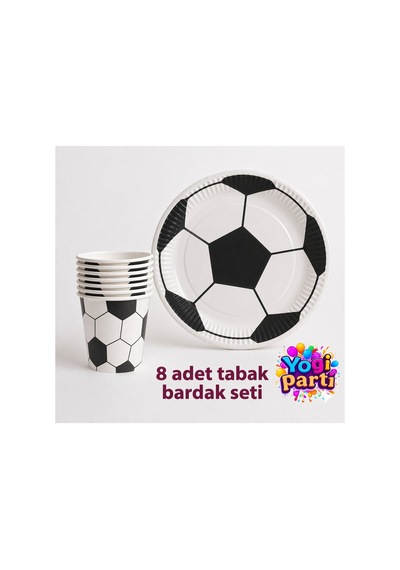 Bjk Baskılı Uyumlu Taraftar Tabak Bardak Set 8 Li Siyah Tüm Yaşlar