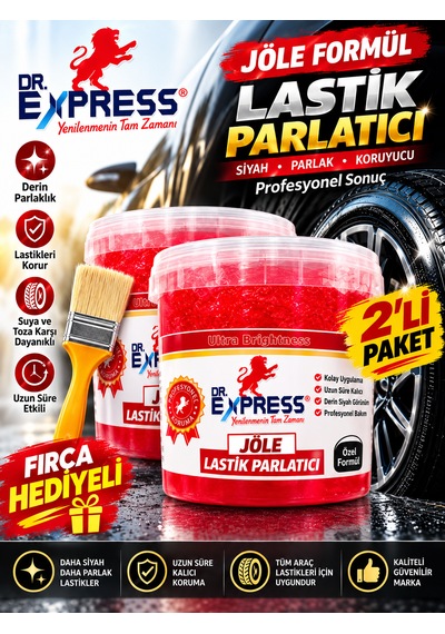 Premium Lastik Parlatıcı Jöle 500 Ml Parlak Görünüm Uzun Süre Etkili Yeniler Jel Parlatıcı Fırçalı 2'li Set