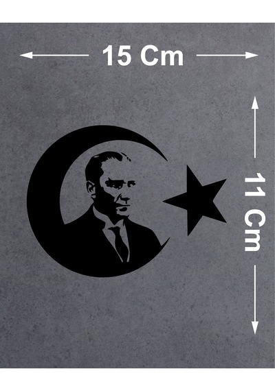 Atatürk Ve Türk Bayrağı Sticker - Araba Oto Motosiklet Karavan Araç Cam Sticker - 00218 15x11 Cm