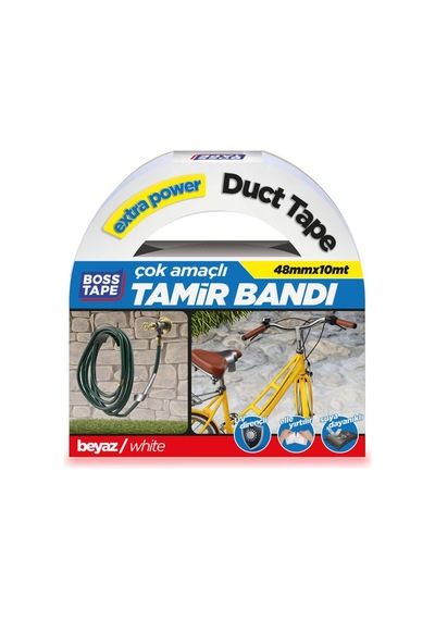 Boss Tape Kanal Tamir Bandi, 10 Metre Uzunluk X 48 Mm Kalinlik, Beyaz