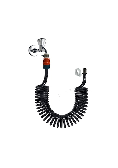 Plasyay Spiral Wc Banyo Yıkama Seti Kelepçe Adaptörlü Siyah 5 Met