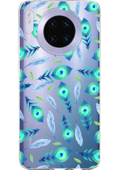 Huawei Mate 30 İle Uyumlu 1mm Slim Fit Nazar Boncuğu 3 Baskılı Şeffaf Kılıf Şeffaf