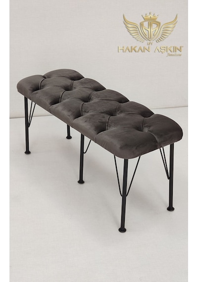 By Hakan Aşkın Metal Ayaklı Babyface Puf & Bench Koyu Füme Baby Face Füme