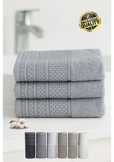Softure 3 Lü El Yüz Havlusu Günlük Kullanım 50x90 Cm Yumuşak, Dayanıklı, Hızlı Kuruyan Gri