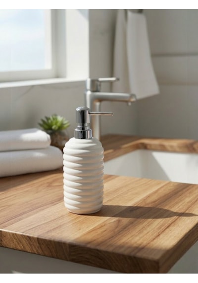 350 Ml Seramik Sıvı Sabunluk Modern Banyo Ve Mutfak İçin Şık Tasarımlı Sıvı Sabun Dispenseri Beyaz