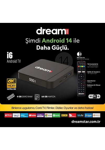 Dreamstar İ6 Plus Androidbox 4 Gb Ddr 64 Gb Tv Box
